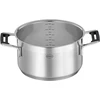 Rösle Silence Pro puodas, aukštos kokybės universalus puodas pagamintas iš 18/10 nerūdijančio plieno, 24 cm, stiklinis dangtis, vidinė skalė, tinka indukcinėms viryklėms, galima plauti indaplovėje, sidabrinis/juodas
