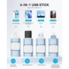 Rospe usb atmintinė 128gb, skirta iphone, 4 in 1 atmintinė, skirta ios/otg android/pc, mfi sertifikuota lightning atmintinė, suderinama su iphone 5–16, usb 3.0 didelės spartos atmintinė, mėlyna