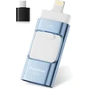 Rospe usb atmintinė 128gb, skirta iphone, 4 in 1 atmintinė, skirta ios/otg android/pc, mfi sertifikuota lightning atmintinė, suderinama su iphone 5–16, usb 3.0 didelės spartos atmintinė, mėlyna