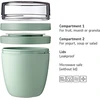 Rosti Mepal Mepal - Lunchpot Ellipse - praktiškas jogurto ir granolos indelis - atskiras skyrius jogurtui ir granolai - tinkamas šaldikliui, mikrobangų krosnelei ir indaplovei - 500 ml + 200 ml - Nordic Sage