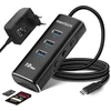 Rshtech aliumininis 5-in-1 usb 3.2 gen2 aktyvusis šakotuvas su maitinimo šaltiniu, sd/tf kortelių skaitytuvas, 3 x 10 gbps duomenų prievadai, 10 w 5 v/2 a maitinimo šaltinis ir 60 cm kabelis (c tipo į a tipą)