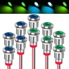 Runcci-yun 10 vnt. 12v-24v 12 mm 1/2 colio Led metalinis indikatorius, atsparus vandeniui signalinis žibintas, Led panelės montavimo indikatorius (žalias × 5 mėlynas × 5)