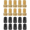 Saipor 10 žalvarinių adapterių presta ventiliams + 10 schrader ventilių dangtelių dviračiui, presta į schrader av automobilio ventilį, dviračio ventilių adapterių rinkinys, prancūziškas ventilių adapteris
