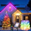 Saulės energija įkraunamos lauko dekoratyvinės lemputės 10 m, Led dekoratyvinės lemputės laukui Rgb 100 Led dekoratyvinės lemputės valdomos programėle 200+ scenų režimų vandeniui atsparios Ip65 dekoratyvinės lemputės balkonui sodui kalėdoms Helovinui vaka