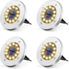 Saulės grindų šviestuvas, saulės šviestuvas sodui, 12 led, 4 vnt., šilta balta, sodo šviestuvai, nerūdijantis plienas, atsparus vandeniui laukui, sodui, terasai, vejai, kiemui, takui