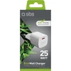 Sbs 25 w usb c įkroviklis su perdirbtomis grs medžiagomis, eu kištukas, ekologiškas, idealus android išmaniesiems telefonams, iphone, planšetiniams kompiuteriams, ausinėms, garsiakalbiams, išmaniesiems laikrodžiams