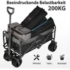 Grandininis pjūklas Sekey sulankstomas vežimėlis 200 kg, sulankstomas vežimėlis su pu plačiomis padangomis 17 x 10 cm, sulankstomas transportavimo vežimėlis bekelei su teleskopiniu strypu ir stabdžiais, classic 3017, juodas/pilkas