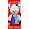Sekiguchi 221240 Originalus Monchhichi mergaitė su žvaigždžių šviesos suknele, apie 20 cm minkštas žaislas pagamintas iš rudo pliušo