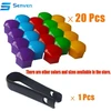 Senvenelec 20 vnt. universalūs 17 mm plastikiniai veržlių dangteliai, skirti automobilių ratų veržlėms, varžtų dangteliai, ratų gaubtai, 17 mm ratų veržlių dangteliai. su 1 nuėmimo kabliuku (penkios spalvos)