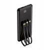 Setty Powerbank 10000 Mah su laidais, ekranu ir žibintuvėliu, juodas, plonas