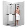 Sevante Bromo Walk-in dušo sienelė 140cm, 8mm esg stiklas, rankšluosčių kabykla, juodas