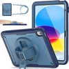 Seymac stock dėklas, skirtas Ipad A16 11-osios/10-osios kartos 11/10.9 colių 2025/2022, smūgiams atsparus dėklas su ekrano apsauga, rašiklio laikikliu, 360° pasukamu stovu/rankos dirželiu ir peties dirželiu, tamsiai mėlynas
