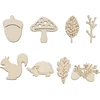 Sg Store 200 vnt. medinių papuošalų, dekoratyvinės medžio drožlės voverės grybų lapų ežiuko gilių šakų formos mediniai diskai ornamentai "pasidaryk pats" scrapbooking amatų gamybai