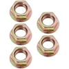 Sg store 5pz m12 x 1.5 šešiabriaunės veržlės su smulkiu sriegiu ir flanšu, padengtos spalvotu cinku, kurių skersmuo 22 mm, o apatinis skersmuo 18 mm, naudojamos motociklų grandinių žvaigždutėms