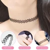 Sgerufz 3 rinkiniai 9 dalių choker tipo vėrinių rinkiniai, choker apyrankių žiedai, tampri tatuiruotės tipo vėrinys, elastingo tuščiavidurio audinio papuošalų rinkinys, apykaklė mergaitėms, moterims, vaikams