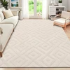 Shacos plaunamas kilimas svetainei, trumpo plauko, 160 x 230 cm, didelis minkštas modernus smėlio spalvos kilimas svetainei su aukštu/žemu 3d efektu, neslystantys kilimai miegamajam vaikų kambariui