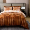 Shamdon Home Collection patalynės komplektas 200 x 200 cm, geometrinis/marmuro rašto antklodės užvalkalų komplektas ir 2 pagalvių užvalkalai 80 x 80 cm, 3 dalių minkštas pūkuotas patalynės komplektas su užtrauktuku, ruda