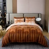 Shamdon Home Collection patalynės komplektas 200 x 200 cm, geometrinis/marmuro rašto antklodės užvalkalų komplektas ir 2 pagalvių užvalkalai 80 x 80 cm, 3 dalių minkštas pūkuotas patalynės komplektas su užtrauktuku, ruda