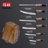 Shan zu 7 dalių peilių rinkinys, japoniškų virtuvinių peilių rinkinys su stovu, 7 sluoksnių aukštos kokybės anglies plieno aštrus peilių rinkinys virtuvei, profesionalus šefo peilių rinkinys su galąstuvu