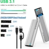 Shubeieumi m.2 nvme ir sata ssd dėklo adapteris, 10 gbps m.2 ssd į usb 3.1 su 2-in-1 laidu, palaiko m-key/b+m key 2230/2242/2260/2280 ssd, be įrankių (sidabrinis)