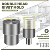 Sidabrinis metalinis dvipusis kniedės magnetinis užsegimas rankinis presavimo įrankis, stūmoklinis įrankis, 7 poros dvipusių kniedžių formų (5/6/7/8/9/10/12 mm)