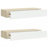 Sieninės stalčių lentynos, 2 vnt., ąžuolo ir baltos spalvos, 60x23,5x10cm, MDF