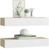 Sieninės stalčių lentynos, 2 vnt., ąžuolo ir baltos spalvos, 60x23,5x10cm, MDF