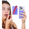 Silikoninis dėklas su lūpų dažų laikikliu telefonui, violetinis