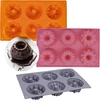 Sinsanye 3 mini bundt pyrago formų rinkinys, silikoninės, 6 skyreliai, bundt pyrago forma, mažos, maistinės, daugkartinio naudojimo, mini kepimo forma, bundt pyragas pyragams, desertams, šokoladui, pilka, rožinė, oranžinė