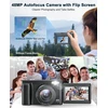 Skaitmeninis fotoaparatas 4k 48mp 16x priartinimas su 32gb kortele Kompaktiškas fotoaparatas su 3 colių atlenkiamu ekranu Automatinis fokusavimas Blykstė Apsauga nuo drebėjimo Vlog kamera Asmenukės pradedantiesiems