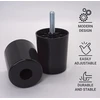 Fotelis Skir'co (4 vnt.) juodos plastikinės baldų kojos, aukštis 60 mm, apvalus skersmuo 50 mm, baldų kojelės su M8 varžtais, sofos kojų veržlės įtrauktos (4)