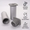 Skir'co (4 vnt.) reguliuojamo aukščio metalinės baldų kojos, aukštis 100 mm, skersmuo 40 mm, aliumininės baldų kojelės su varžtais (4)