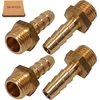 Skir'co (4 vnt.) žalvarinė jungtis su sriegiu ir spygliu 1/4 colio x 8 mm, žarnos adapteris, žarnos jungtis, Bsp sriegis