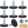 Skir'co 8 dalių baldų išlyginimo kojelės M8 x 20 mm reguliuojamos apvalios metalinės kojelės su M8 sriegiu (su veržlėmis)