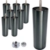 Fotelis Skir'co baldų kojelės, 8 vnt., 150 mm aukščio, tamsaus chromo, 15 cm, metalinės kojelės, m8 spintelių kojelės, apvalios sofos kojelės, su veržlėmis