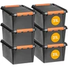 Smartstore didelės talpos dėžės su dangčiais - 6 vnt. rinkinys įrankiams laikyti - tvirta 31l dėžė - susideda viena ant kitos - be Bpa plastiko - 50 x 39 x 26 cm - juoda
