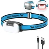Smiling Shark Td-0151 Led galvos žibintas, Usb galvos žibintas, įkraunamas atverčiamas dizainas su balta, šilta ir raudona prožektoriaus ir fokusavimo šviesa, atsparus vandeniui, lengvas bėgimui, žvejybai, bėgiojimui