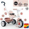 Kelioninis Smoby - Be Move rusvai gelsvas - vaikiškas triratukas su stūmimo rankena, sėdyne su saugos diržu, metaliniu rėmu, pedalo laisvosios eigos funkcija, vaikams nuo 15 mėnesių