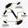 Soarfly nefrito volelis ir gua sha akmens rinkinys, 3 dalių natūralaus obsidiano veido volelis, gua sha akmens veido masažo volelis, gua sha nefrito volelis akims, veidui ir kaklui, stangrina odą, masažas