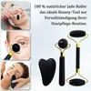 Soarfly nefrito volelis ir gua sha akmens rinkinys, 3 dalių natūralaus obsidiano veido volelis, gua sha akmens veido masažo volelis, gua sha nefrito volelis akims, veidui ir kaklui, stangrina odą, masažas
