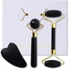 Soarfly nefrito volelis ir gua sha akmens rinkinys, 3 dalių natūralaus obsidiano veido volelis, gua sha akmens veido masažo volelis, gua sha nefrito volelis akims, veidui ir kaklui, stangrina odą, masažas