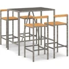 Lauko baldų komplektas Sodo baro komplektas, 5 dalių, pilkas, poliratanas ir akacija