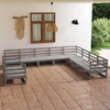 Lauko baldų komplektas Sodo poilsio baldų komplektas, 10 dalių, pilkas, pušies masyvas