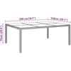Sodo stalas, pilkas, 200x150x75cm, stiklas/poliratanas