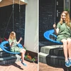 Sodo sūpynės gandralizdis 100cm mėlynos