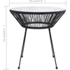 Sodo valgomojo stalas, juodas, 70x74cm, ratanas ir stiklas