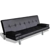 Fotelis Sofa lova su dviem pagalv., dirbtinė oda, reguliuoj., juoda