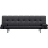 Fotelis Sofa lova su dviem pagalv., dirbtinė oda, reguliuoj., juoda