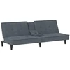 Fotelis Sofa-lova su puodelių laikikliais, tamsiai pilka, aksomas