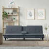 Fotelis Sofa-lova su puodelių laikikliais, tamsiai pilka, aksomas